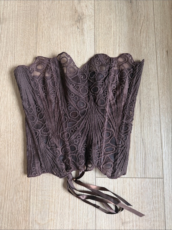 Tops - Lace Corset Tube Top in Brown NWOT